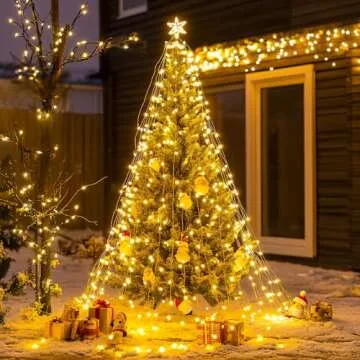 JMEXSUSS 2 Pack Solar Christmas Lights Outdoor, Each 33FT 100 LED Warm White Solar String Lights, Waterproof 8 Modes Copper Wire Solar Fairy Lights for Outside Patio Tree Yard Garden Decorations