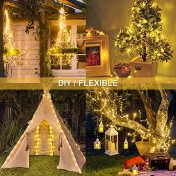 JMEXSUSS 2 Pack Solar Christmas Lights Outdoor, Each 33FT 100 LED Warm White Solar String Lights, Waterproof 8 Modes Copper Wire Solar Fairy Lights for Outside Patio Tree Yard Garden Decorations