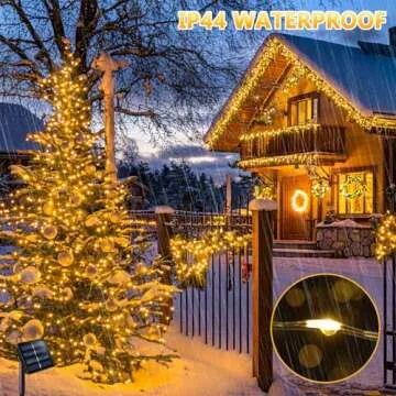 JMEXSUSS 2 Pack Solar Christmas Lights Outdoor, Each 33FT 100 LED Warm White Solar String Lights, Waterproof 8 Modes Copper Wire Solar Fairy Lights for Outside Patio Tree Yard Garden Decorations