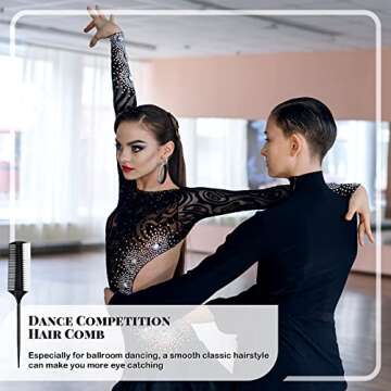 2 Pcs Black Smoothing and Sectioning Brush Set - Double-Sided Comb for Edge Teasing, Parting, and Ballroom Dancing Hairstyling