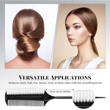 2 Pcs Black Smoothing and Sectioning Brush Set - Double-Sided Comb for Edge Teasing, Parting, and Ballroom Dancing Hairstyling