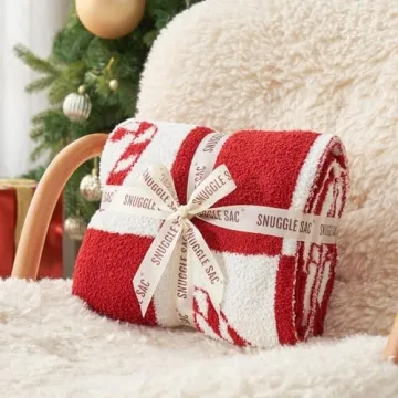 Candy Cane Throw Blanket - Soft Xmas Décor 50x60