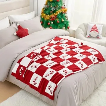 Candy Cane Throw Blanket - Soft Xmas Décor 50x60