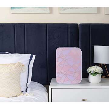 Cooluli 10L Mini Fridge for Bedroom - Car, Office Desk & Dorm Room 12v Portable Cooler Warmer Food, Drinks, Skincare, Beauty Makeup AC/DC Small Refrigerator with Glass Front, Fractal Pink