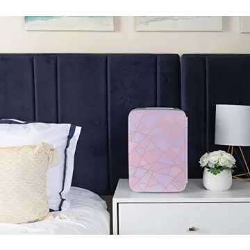 Cooluli 10L Mini Fridge for Bedroom - Car, Office Desk & Dorm Room 12v Portable Cooler Warmer Food, Drinks, Skincare, Beauty Makeup AC/DC Small Refrigerator with Glass Front, Fractal Pink