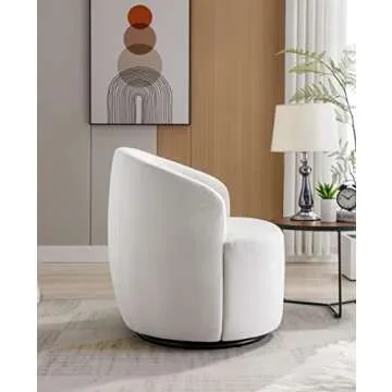 i-POOK Swivel Barrel Chair, 360 Degree Swivel Round Sofa Chair, Modern Velvet Leisure Arm Chair Lounge Club Chair Accent Chair for Bedroom Living Room Lounge Hotel, White