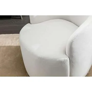 i-POOK Swivel Barrel Chair, 360 Degree Swivel Round Sofa Chair, Modern Velvet Leisure Arm Chair Lounge Club Chair Accent Chair for Bedroom Living Room Lounge Hotel, White