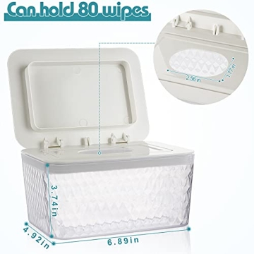 Jitnetiy Wipes Holders, Large Capacity Wipes Dispenser Box Wipes Case Dustproof Wipes Box with Lid Keep Diaper Wipes Fresh (White)