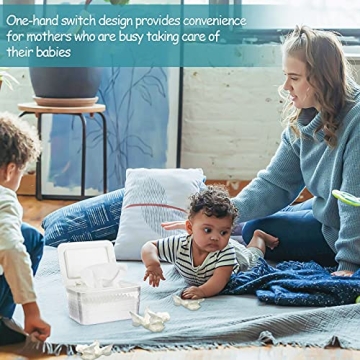 Jitnetiy Wipes Holders, Large Capacity Wipes Dispenser Box Wipes Case Dustproof Wipes Box with Lid Keep Diaper Wipes Fresh (White)