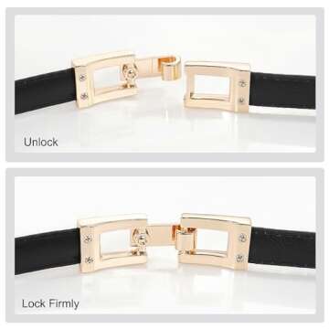 Glamorstar Skinny PU Leather Belt with Gold Buckle