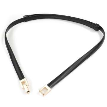 Glamorstar Skinny PU Leather Belt with Gold Buckle