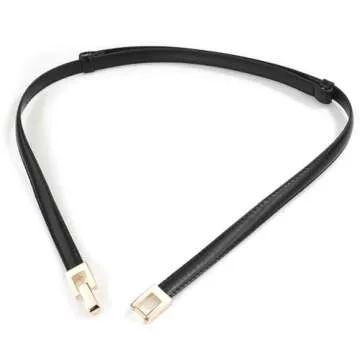 Glamorstar Skinny PU Leather Belt with Gold Buckle