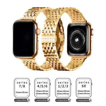 QUNDAXI Compatible Apple Watch Bands 40mm 41mm 38mm 45mm 44mm 42mm, Stainless Steel iWatch Band with...