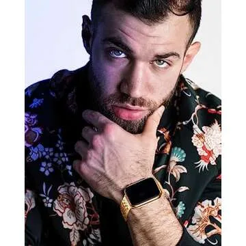 QUNDAXI Compatible Apple Watch Bands 40mm 41mm 38mm 45mm 44mm 42mm, Stainless Steel iWatch Band with Case for Apple Watch Women and Men Series 9 8 7 6 5 4 3 2 1 SE, Gold