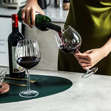 EVEREST GLOBAL Ribbed Wine Glasses Set of 4 Ideal Gift