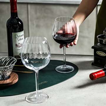 EVEREST GLOBAL Ribbed Wine Glasses Set of 4 Ideal Gift