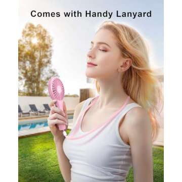 TriPole Handheld Mini Fan Battery Operated Small Personal Portable Fan Speed Adjustable USB Rechargeable Fan for Kids Girls Women Men Home Office Indoor Outdoor Travelling, Pink