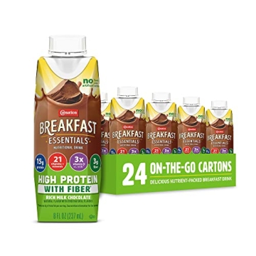 Carnation Breakfast Essentials High Protein with Fiber Ready-to-Drink, 8 FL OZ Carton, Rich Milk Cho...