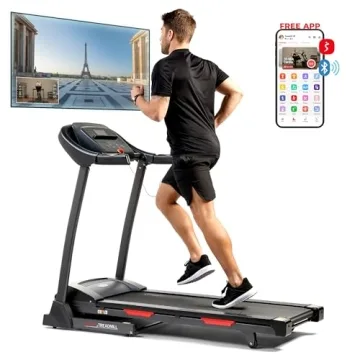 Sunny Health & Fitness Premium Folding Incline Treadmill with Pulse Sensors