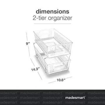 madesmart 2 Tier Organizer for Kitchen and Bathroom Storage