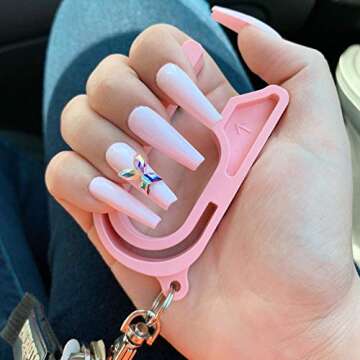 The Car Seat Key - Original Car Seat Key Chain Buckle Release Tool - Easy Unbuckle Opener Aid for Nails, Parents, Grandparents & Older Children by NAMRA Made in USA (Pink)