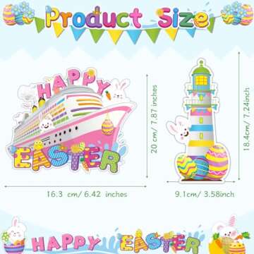 Capoda 16 Pcs Happy Easter Cruise Door Magnets Decorations Ship Car Refrigerator Stickers Bunny Eggs...