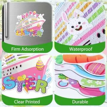 Capoda 16 Pcs Happy Easter Cruise Door Magnets Decorations Ship Car Refrigerator Stickers Bunny Eggs Chicks Door Fridge Magnet for Easter Home Cruise Car Party Supplies