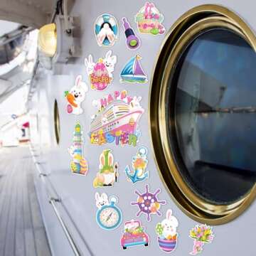 Capoda 16 Pcs Happy Easter Cruise Door Magnets Decorations Ship Car Refrigerator Stickers Bunny Eggs Chicks Door Fridge Magnet for Easter Home Cruise Car Party Supplies