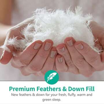 APSMILE Lightweight Feathers Down Comforter Queen Size - Ultra Soft Organic Cotton Quilted All-Season Thin Feathers Down Duvet Insert for Warm Weather/Hot Sleepers (90x90, Ivory White)