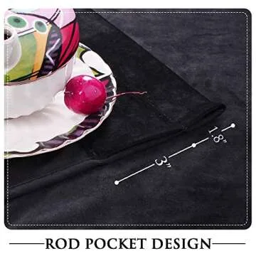 StangH Black Velvet Curtains 96 inches Long - Blackout Thermal Insulated Drapes Energy Smart Repel Summer Hot & Winter Cold Privacy Panels for Home Theater, Black, 52 x 96 inches, 2 Pcs