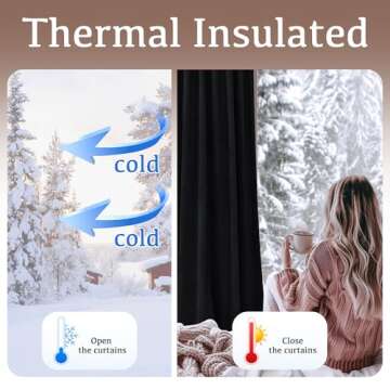 StangH Black Velvet Curtains 96 inches Long - Blackout Thermal Insulated Drapes Energy Smart Repel Summer Hot & Winter Cold Privacy Panels for Home Theater, Black, 52 x 96 inches, 2 Pcs