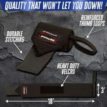 Rip Toned 18” Wrist Wraps - Wrist Straps for Weightlifting - Lift Better, Protect Wrist Pain - Adjustable, Durable, Machine Washable - Wrist Brace for Weightlifting - USPA Endorsed for Men & Women