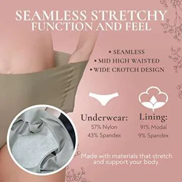 Maternity Story - Women's Pregnancy Maternity Underwear Seamless Panties, Buttery Soft No Show High Waisted C-Section Postpartum Underwear | Over The Bump Maternity Underwear (5 Pack) [Spring, Medium]