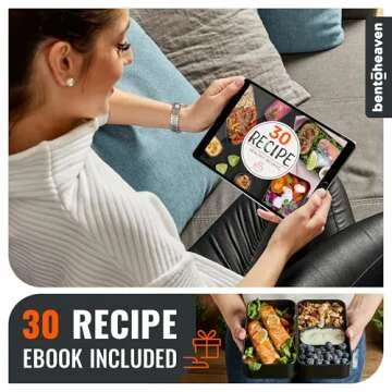 Bentoheaven Premium Bento Box Adult Lunch Box with Compartments for Women & Men, Set of Utensil & Chopsticks & Dip Container, Cute Japanese Kids Bento Lunch Box, Microwavable (Bright Light)