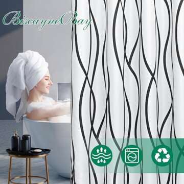 Biscaynebay Textured Fabric Shower Curtain - Luxury Quality