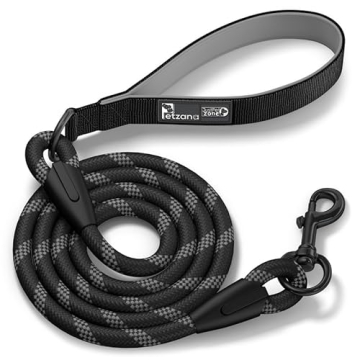 Grey Dog Leash with Soft Padded Handle - 5 Ft Reflective Heavy Duty Dog Leash for Small Medium & Lar...