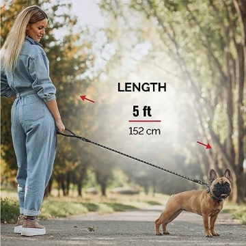 Reflective Grey Dog Leash with Padded Handle - 5 Ft
