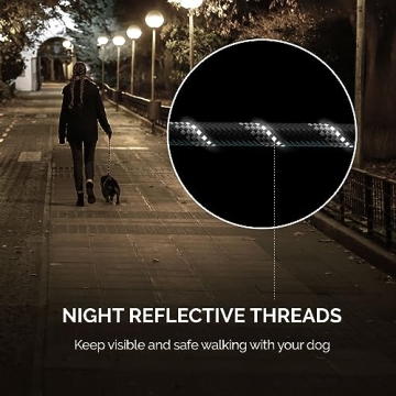 Reflective Grey Dog Leash with Padded Handle - 5 Ft