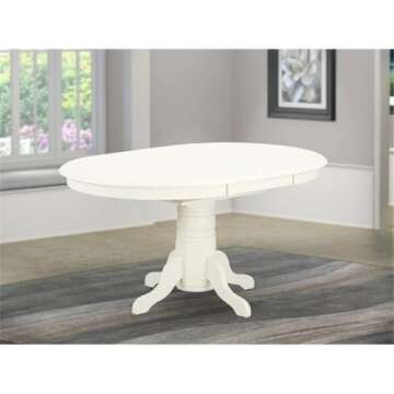 East West Furniture Avon Dining Room Table with Butterfly Leaf & Pedestal Base, Oval 42x60 Inch, Lin...