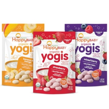 Happy Baby Organics Yogis Freeze-Dried Yogurt & Fruit Snacks - 3 Flavor Variety Pack