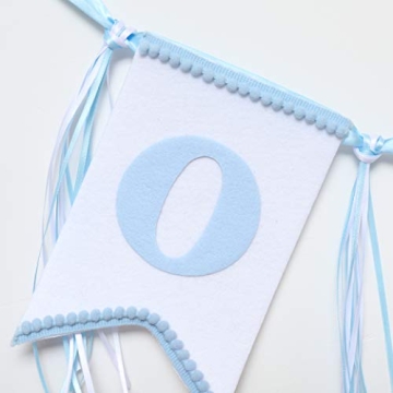 Boys 1st Birthday Hat and Highchair Banner - Blue and White Party Decoration (BAI LAN TAO CAN)