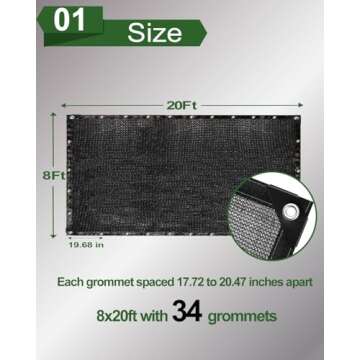 40% Sunblock Shade Cloth Net Black Resistant - 8x20 Ft Garden Shade Mesh Tarp for Plant Cover, Green...