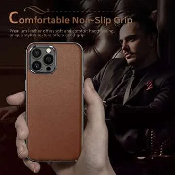 LOHASIC Designed for iPhone 13 Pro Case, Luxury Leather Slim Business Classic Style Soft Non Slip Grip Protective Cover Compatible with iPhone 13 Pro 5G 2021 New Released 6.1 inch - Brown