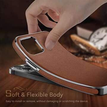 LOHASIC Designed for iPhone 13 Pro Case, Luxury Leather Slim Business Classic Style Soft Non Slip Grip Protective Cover Compatible with iPhone 13 Pro 5G 2021 New Released 6.1 inch - Brown