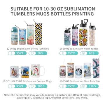 PYD Life 120 V Auto Tumbler Heat Press Machine 30 OZ 20 OZ Mug Heat Press Touch Screen Light Blue for 10-30 OZ Sublimation Straight Tumblers Cups Mugs Bottles Printing