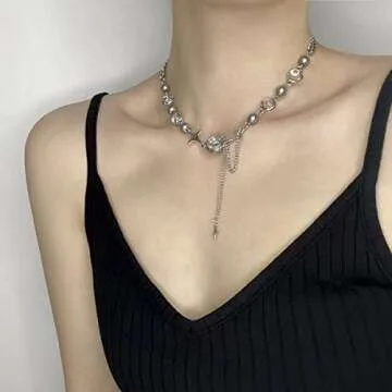 Punk Star Pendant Baroque Pearl Necklace for Women