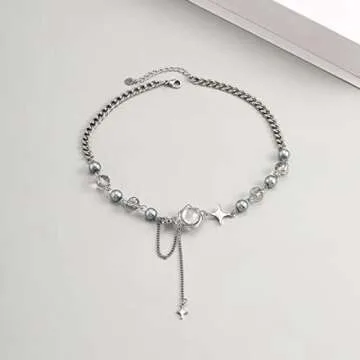 Punk Star Pendant Baroque Pearl Necklace for Women