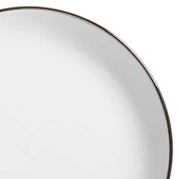 Gibson Home Rockaway Round Stoneware Dinnerware Set, Service for 4 (16pcs), Matte White/Metallic Rim