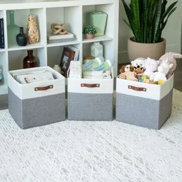 OrganiHaus 13x13 Storage Bins Set of 4 - Stylish & Durable
