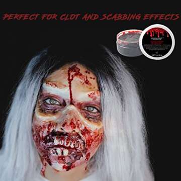 COKOHAPPY Halloween Party Stage Special Effects Wound Scar Nude Color Putty/Wax (1.76oz) + Fake Scab Blood (0.7oz) + Oil (0.17oz) + Spirit Gum Adhesive + Spatula Tool Family Makeup Kit